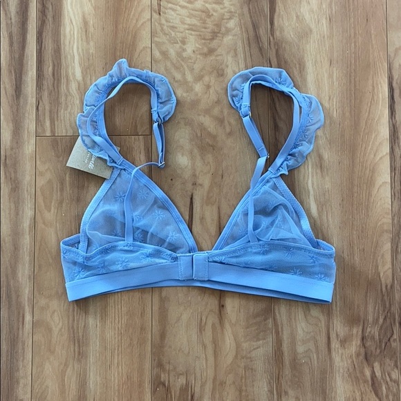 Madewell Embroidered Mesh Ruffle Eden Bralette. - Picture 2 of 8